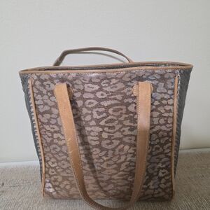 Consuela Leopard Print Tote with Tan Straps